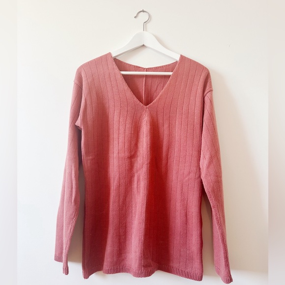 ⛱️ 2/20$ Mimz O/S old pink v neck sweater rose dawn - Picture 1 of 9